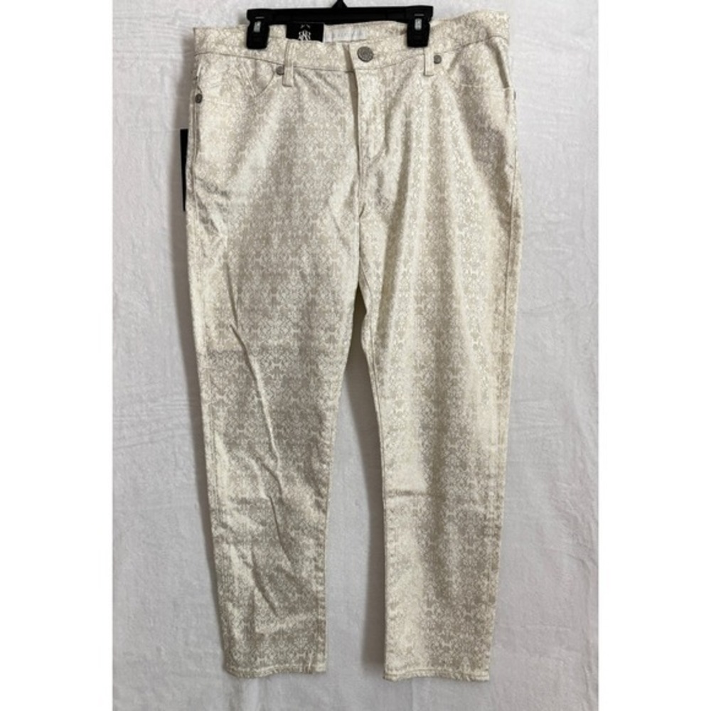 Rock Republic Women‎ Cream and Gold Lace Pattern Skinny Jeans Size 14 NWT Y2K